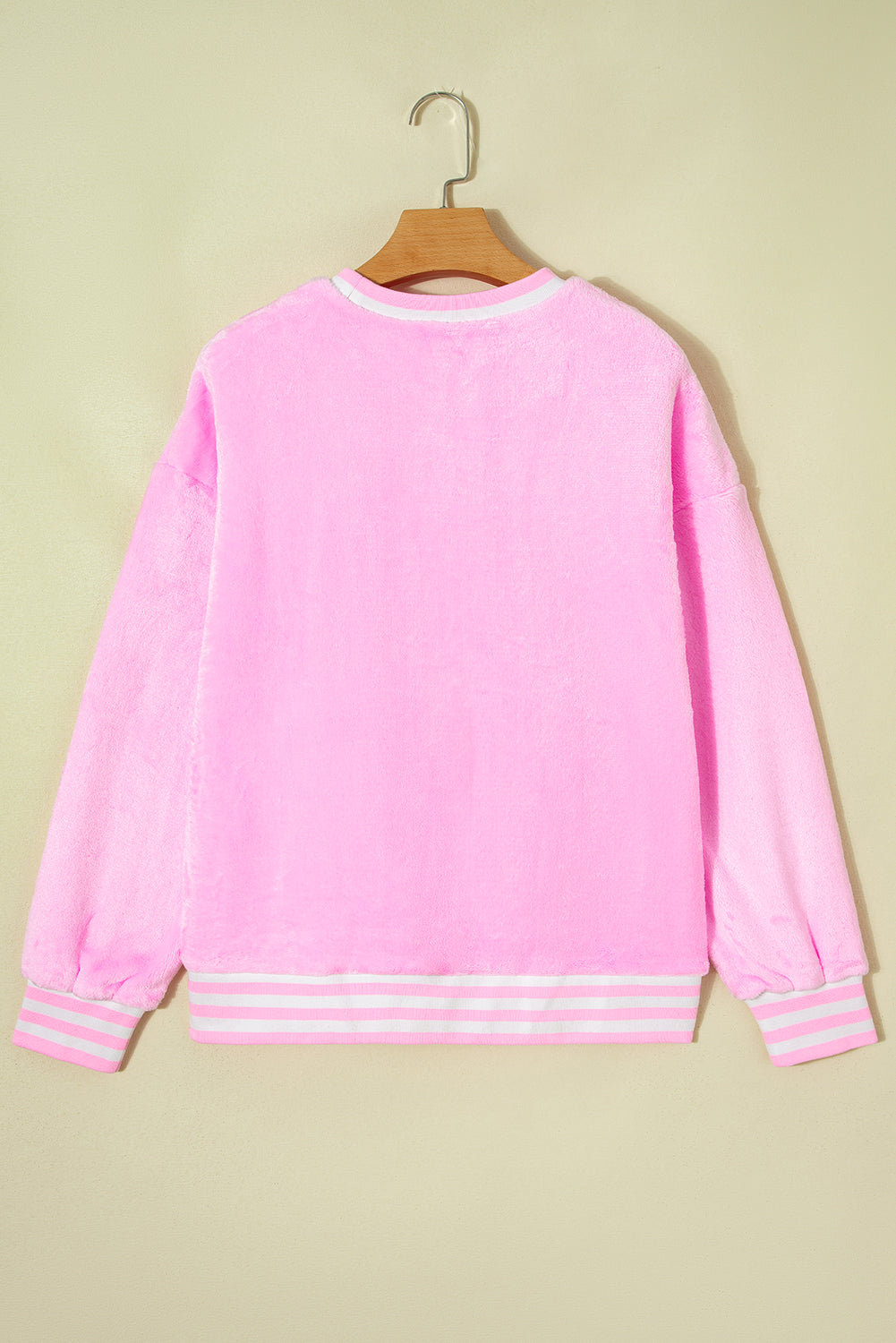 Sachet Pink Merry Letter Pattern Plush Pullover Long Sleeve Tops a8d9dfe2481546ef