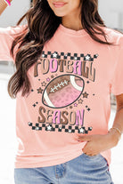 Pink FOOTBALL SEASON Heat Transfer Printing Graphic Game Day T Shirt Graphic Tees a9a25a827df26123