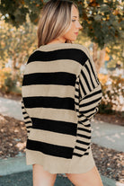 Black Stripe Drop Shoulder Sleeve Patchwork Baggy Sweater Sweaters a9d31f06b554c913