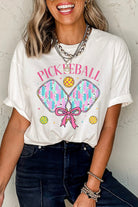 White PICKLEBALL Heat Transfer Printing Graphic T Shirt Graphic Tees aa0db6e5ea6757c4