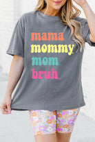 Gray Mama Letter Print Crew Neck Graphic Tee Graphic Tees aa6a2518da82e7bc