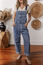 Sail Blue Straight Leg Pockets Denim Bib Overall Jumpsuits aae6ca4728a7fb5c
