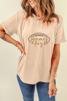 Khaki game day Rugby Embroidered Graphic T Shirt Graphic Tees aaee5e6359452877