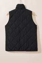 Black Zip Up Fleece Lined Quilted Vest Coat Coats ab15228c9fa3bffb