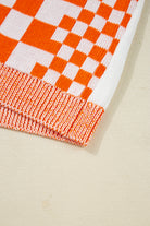 Orange Checkered Open Front Drop Shoulder Cardigan Cardigans ab2a39b24bb74864