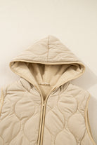 Pale Khaki Quilted Padded Casual Winter Jacket Vest with Fleece Lining Jackets ab2e5a5e16bab373