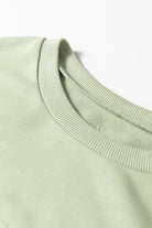 Laurel Green Floral Plaid Mixed Sleeve Raw Edge Relaxed French Terry Top Long Sleeve Tops ab3a8f66eb80cf9d