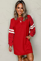 Black Preppy Striped Sleeve Loose Mini Dress Short Dresses ab754ac4ba8025f3