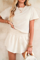 Black Cropped Tee and Ruffle High Waist Skort Set Two Piece Shorts Sets ab890469d8b4c39b