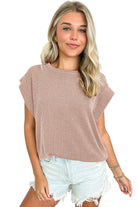 Carbon Grey Twisted Ribbed Textured Plain T Shirt T Shirts ab9f0915a729365b