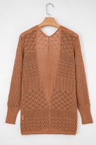 Jet Stream Mix Pattern Hollow Knit Open Front Cardigan Cardigans abb61fd2a10e8d43