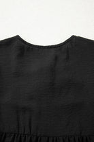 Black Bow Tie Neck 3/4 Sleeve Casual Blouse Blouses ac0929541ce855d7