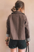 Dark Brown Collared Buttoned Leopard Liner Patchwork Chic Jacket Jackets ac24d1a11c3b63c2