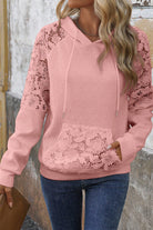 Gossamer Pink Lace Patchwork Raglan Sleeve Kangaroo Pocket Waffle Hoodie Sweatshirts & Hoodies acd2dc88e01ee61e