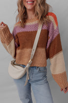 Multicolour Cropped Colorblock Knitted Sweater Sweaters adccd536ede170ce