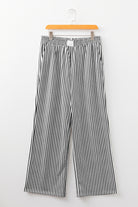 Brown Striped Elastic Waistband Pocketed Loose Pants Pants ae08a9ae1733c40b