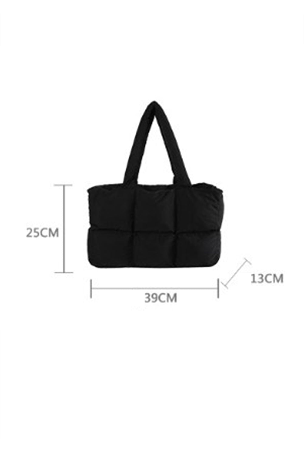 Black Solid Quilted Puffy Zipped Large Tote Bag Tote Bags ae5b3804bbe38103