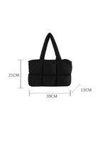 Black Solid Quilted Puffy Zipped Large Tote Bag Tote Bags ae5b3804bbe38103