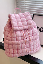 Pink Solid Flapped Quilted Puffer Backpack Backpacks aec7bdbc82cb934e