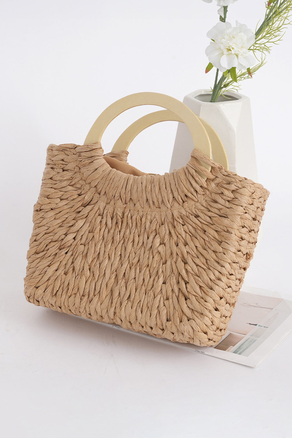 Camel Retro Straw Woven Tote Bag Tote Bags af2b4b3d9f3a1227
