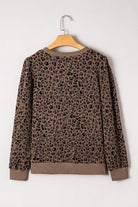 Brown Ribbed Trim Leopard Print Long Sleeve Top Long Sleeve Tops af8e2b5ea9bc8a31