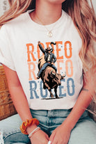 White RODEO Heat Transfer Printing Graphic T Shirt Graphic Tees af9e300124310a91