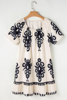 Apricot Ethnic Print Ruffle Hem Loose Mini Dress Short Dresses afa8015f6bac9e4c