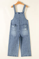 Black Distressed Bib Pocket Wide Leg Denim Overall Jumpsuits afbe7da7e2c3f088