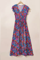 Blue Boho Floral Print V Neck Wrap Split Maxi Dress Maxi Dresses aff8a5c1ee03f967