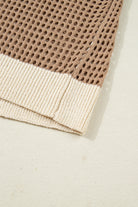 Parchment Colorblock Hollowed Knit Plus Size Hooded Jumper Sweater Plus Size Sweaters & Cardigans b00d6f597fbfec73