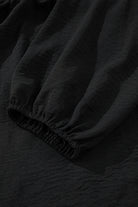 Black Bow Tie Neck 3/4 Sleeve Casual Blouse Blouses b156919fd8afdcc3