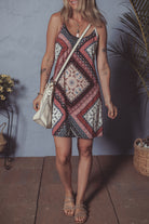 Red Geometric Paisley Print Sleeveless Mini Dress Short Dresses b1d1dac475fa9789