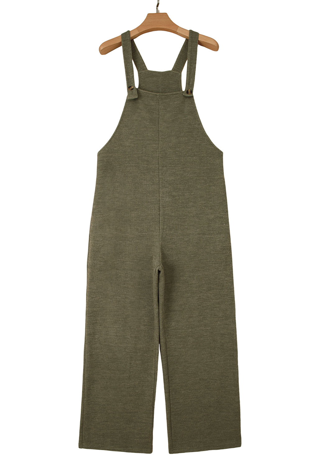 Laurel Green Solid Color Knit Loose Straight Leg Casual Overall Jumpsuit Jumpsuits b27f41fd6540fecd