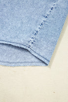 Blue Chest Pocket Raw Hem Denim Loose Shirt Dress Short Dresses b28b16dc703d204f