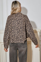 Dark Khaki Leopard Print Raw Hem Cropped Jacket Jackets b2b317941d436d55
