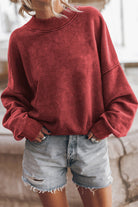 Brown Plain Drop Shoulder Crew Neck Pullover Sweatshirt Sweatshirts & Hoodies b2b718a2088de0e0