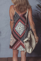 Red Geometric Paisley Print Sleeveless Mini Dress Short Dresses b2f8912bcd3e5116