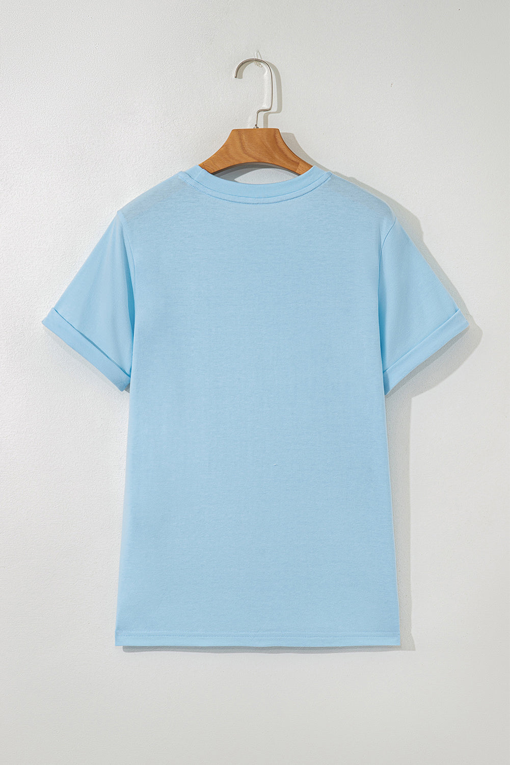 Light Blue Baseball Sequin Patched Casual T Shirt Graphic Tees b32a98e71511caf0
