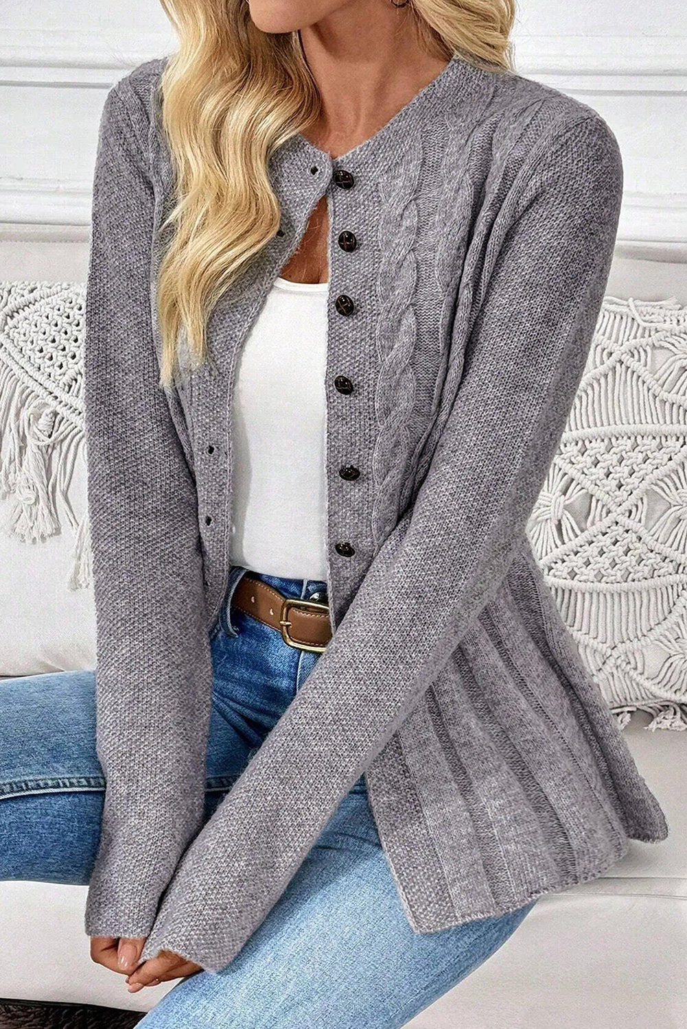 High Cable Knit Cardigan Sweater Cardigans b36de07c99dc1485