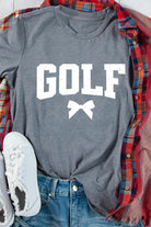 Gray GOLF Bow Heat Transfer Printing Casual T Shirt Graphic Tees b3a0857a9137a642