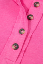 Bright Pink Raw Edge Henley Pullover and Jogger Pants Set Two Piece Pants Sets b3b8079748489ace