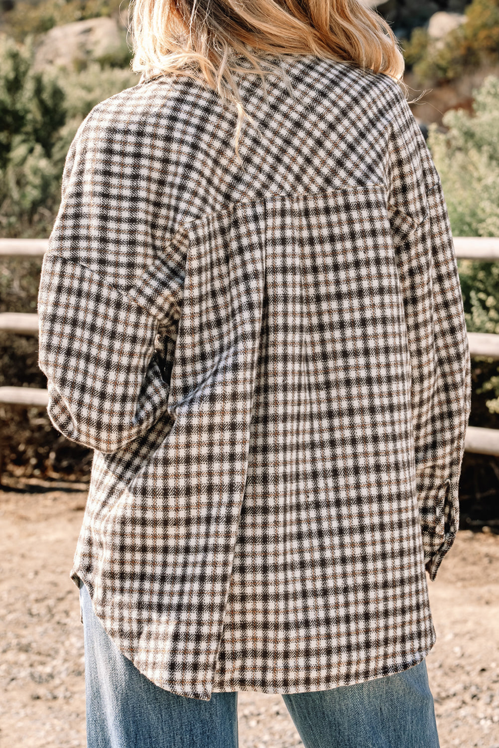 Green Contrast Corduroy Flap Pocket Patchwork Plaid Shacket Jackets b3ed5fa674172e18