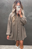 Simply Taupe Waffle Knit Shirt Tunic Mini Dress Short Dresses b43cc2aadccd82bd