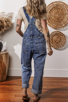 Sail Blue Straight Leg Pockets Denim Bib Overall Jumpsuits b4940804e4ea7163