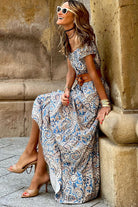 Blue Boho Paisley Print Off Shoulder Maxi Dress Maxi Dresses b50e31b542ee7f0b