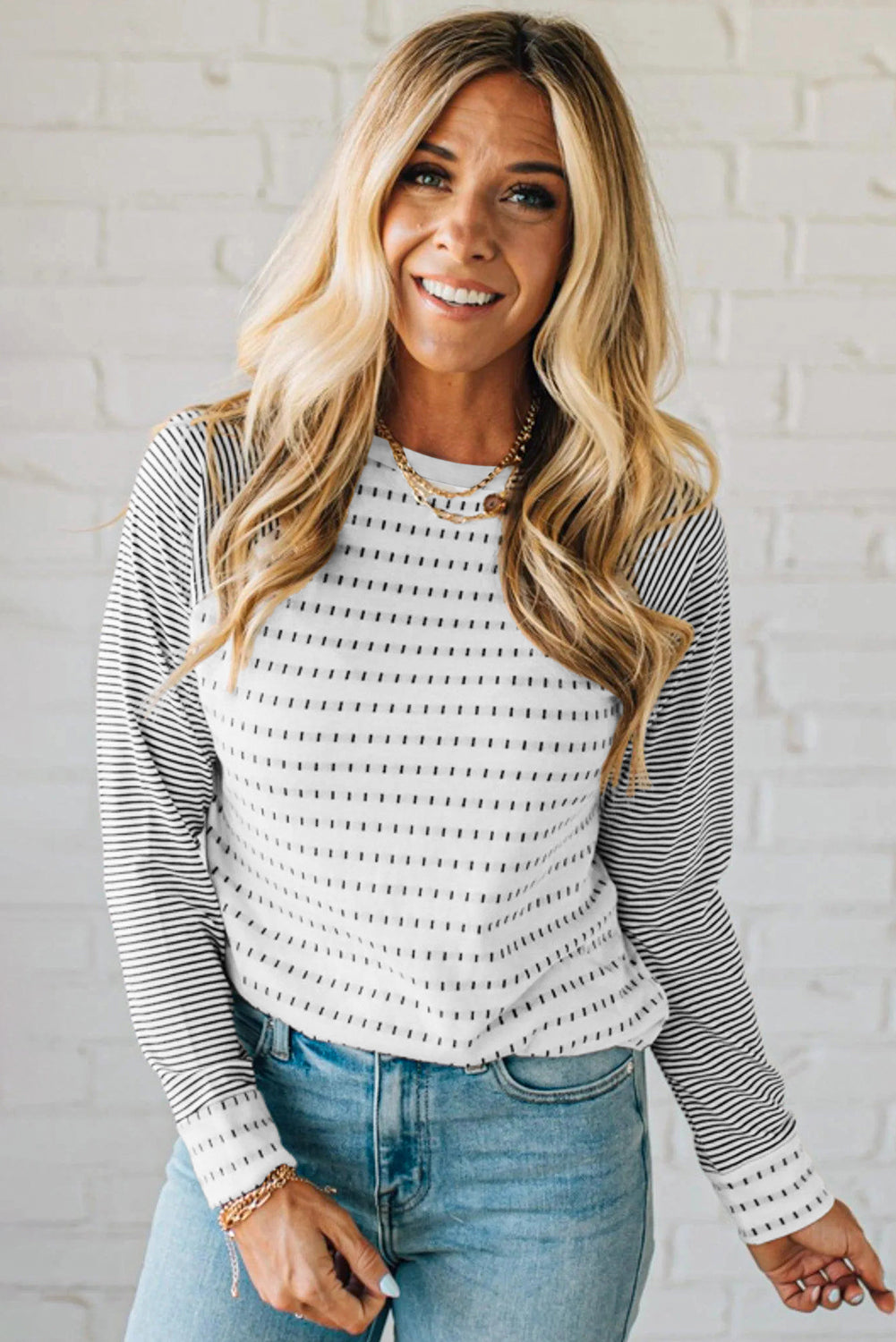 Black Stripe Raglan Patchwork Long Sleeve Tee Long Sleeve Tops b58f9f7cb31d15f6