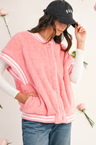 Gossamer Pink Contrast Trim Plush Sleeveless Coat Coats b595b6190c0d72a1