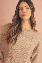 Mist Green Twist Cable Knit Drop Shoulder Loose Fit Sweater Dress Sweater Dresses b60dc9a72d1ebabf