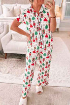 White Christmas Tree Nutcracker Shirt & Pants Pajama Set Loungewear Set b680ac4c34059f56