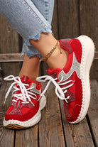 Fiery Red Rhinestone PU Leather Platform Casual Sneakers Sneakers b68ee17073e3c1ed
